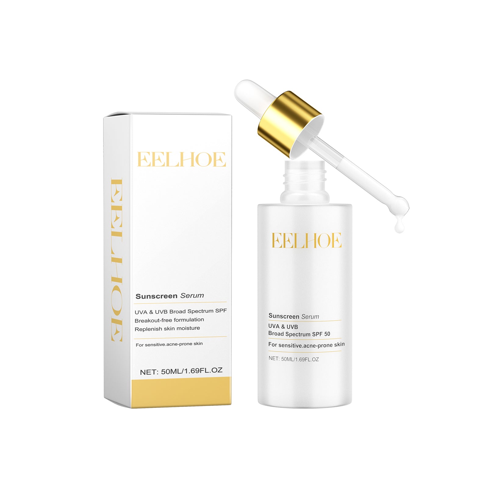 EELHOE Sunscreen Serum, Outdoor Protection Brightening Skin Hydrating Non-Greasy Moisturizing Skin Protection Serum